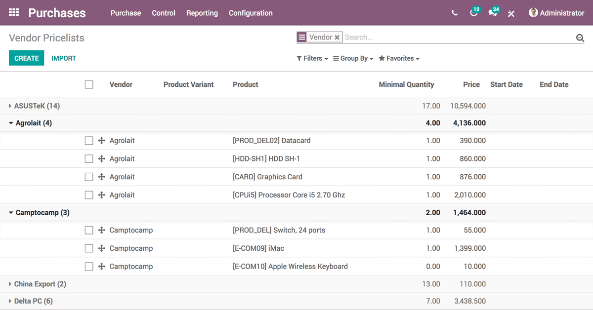 Odoo - Sample 3 for three columns