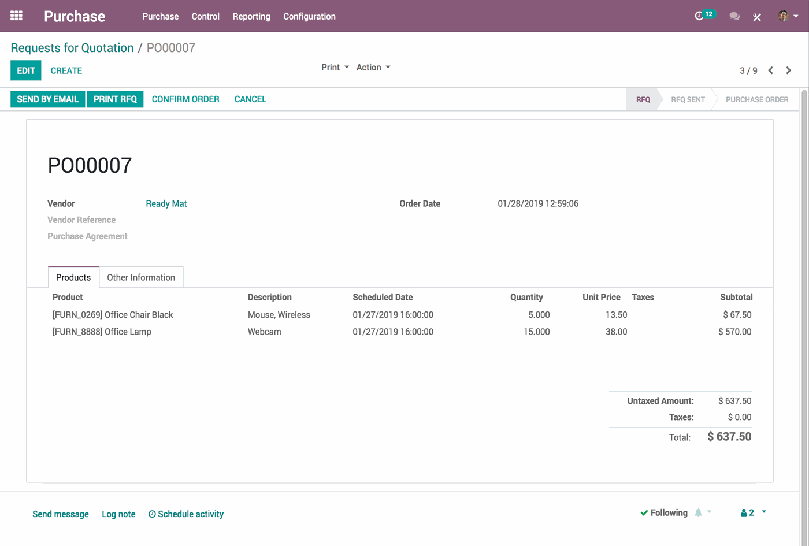 Odoo Purchasing