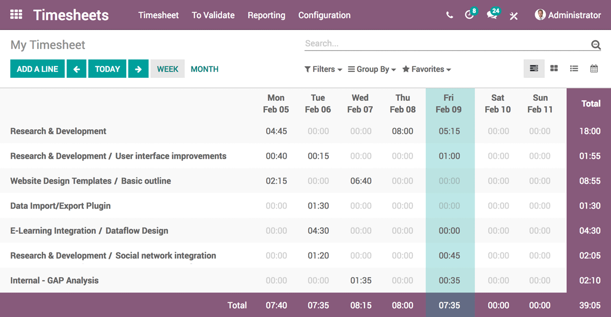 Odoo Time Sheet